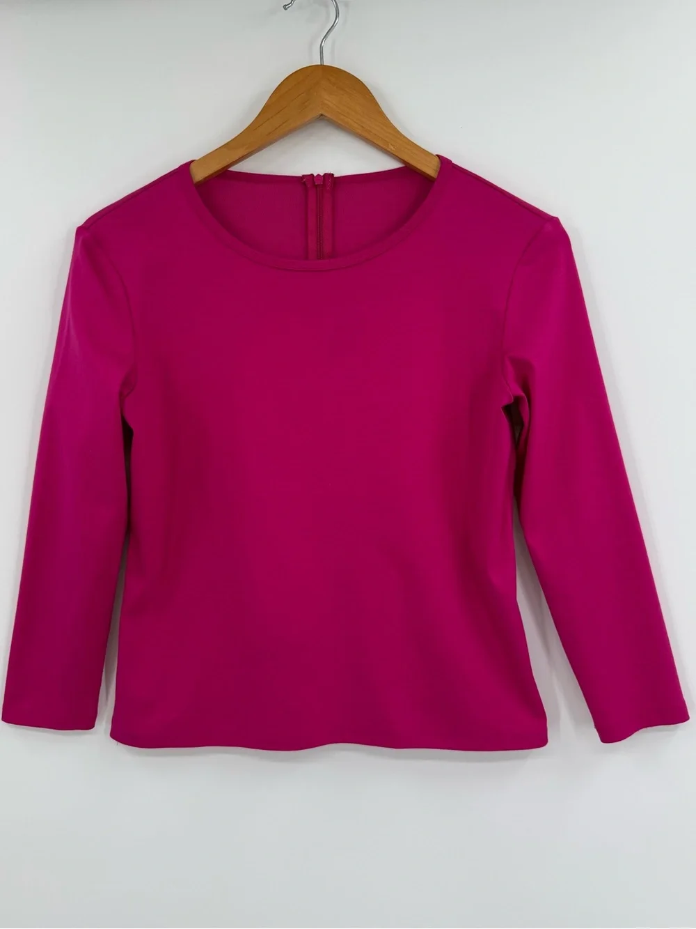 Lafayette 148 3/4 Sleeve Top with Back Zip | Magenta | Small / Medium